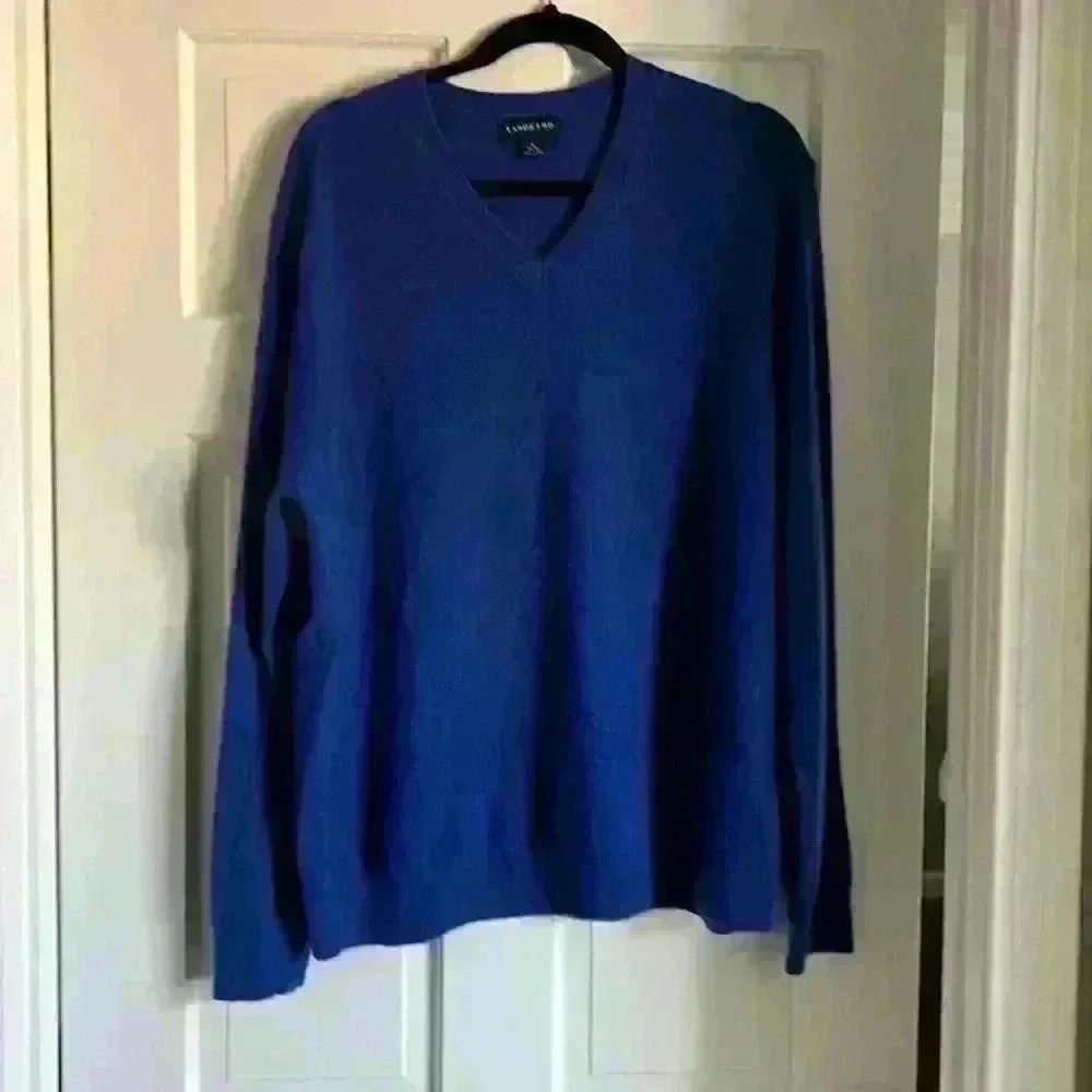 Lands end men’s cashmere vneck sweater size L